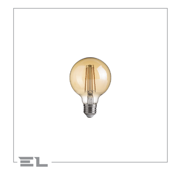 EL-F125-07W - Amber Glass E27 Filament LED Lamp 7W